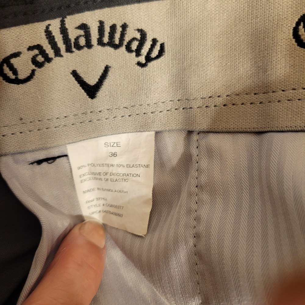 Callaway Shorts Mens 36 Pockets Chino Casual Fit Outdoors Golf - Dark Gray - Picture 3 of 4